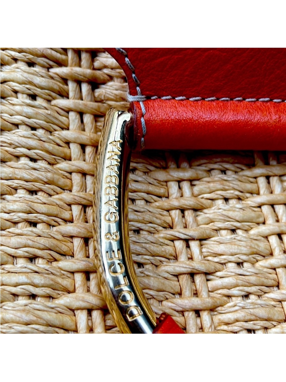 Dolce & Gabbana Straw Hobo with Orange Leather Trim - Picture 8 of 13